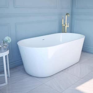 Enigma 47 in. x 27 in. Freestanding Acrylic Soaking Bathtub with Center Drain in Brushed Brass