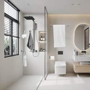 5-Piece Bath Hardware with Towel Bar Towel Hook Toilet Paper Holder and Towel Ring Set in Brushed Nickel