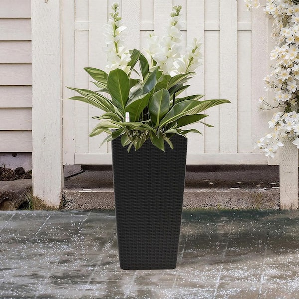 KOTSICO Large Black Plastic Square Planter with Drainage Holes