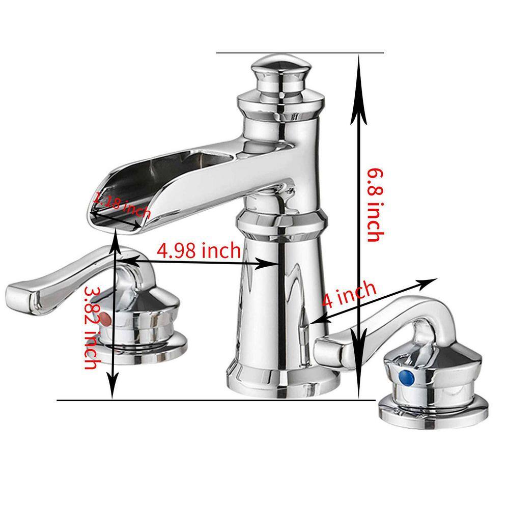 Polished Chrome 8-inch Double Handle Widespread Bathroom Faucet
