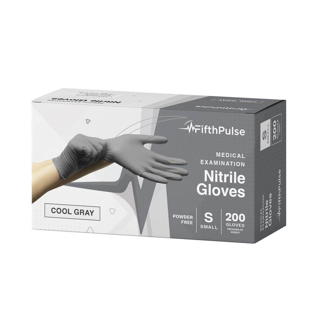Small Nitrile Exam Latex Free and Powder Free Gloves in Cool Gray - (200-Co