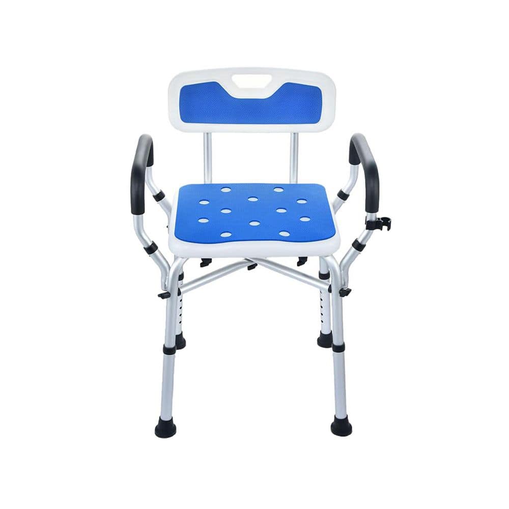 18in W Freestanding Adjustable Height Shower Seat w Anti-Slip Fee, Cushioned Seat, Armrests, Backrest for Elderly, White price history on PriceWatchPro
