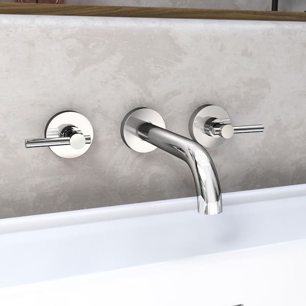 Nile Double-Handle Wall Mounted Roman Tub Faucet in Chrome