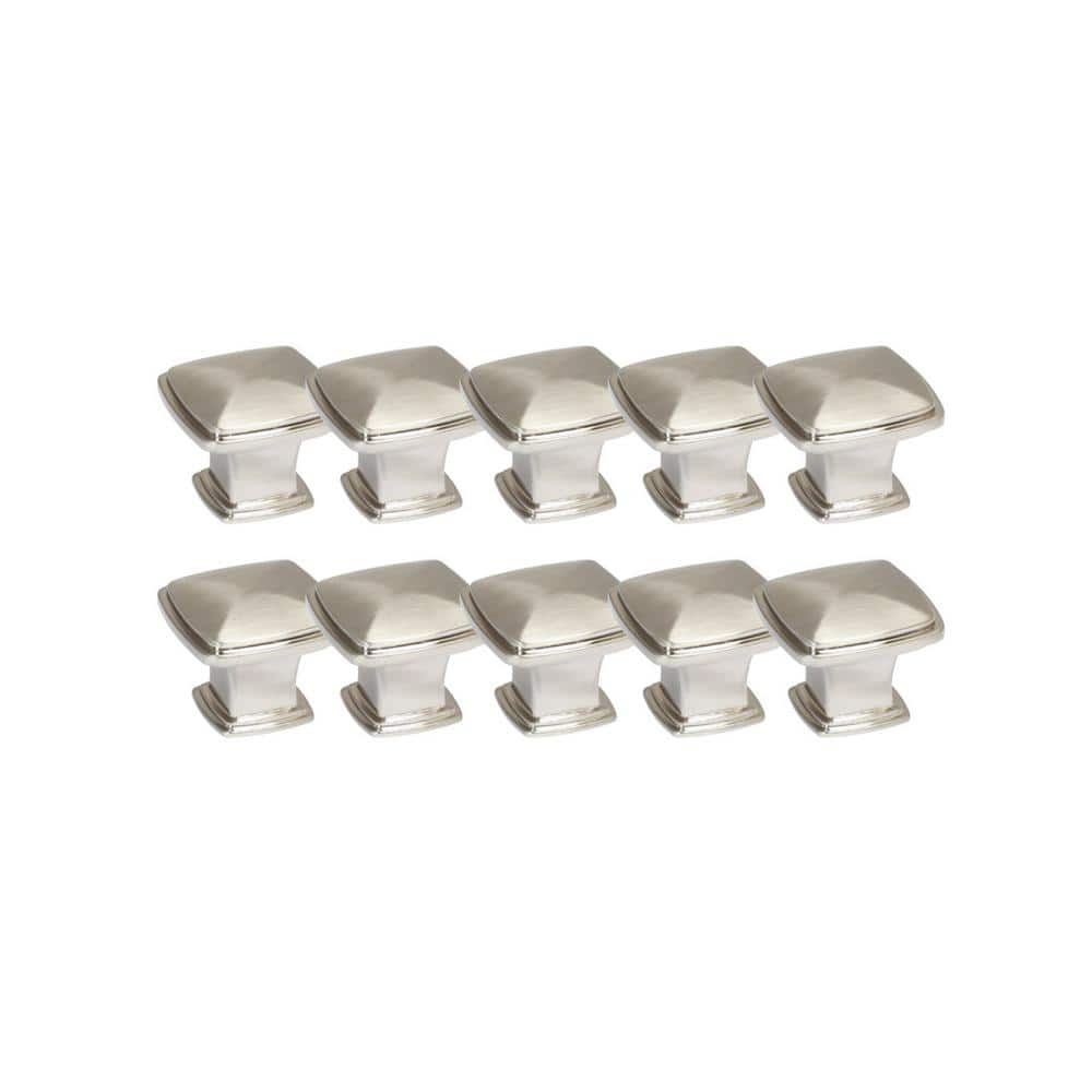 Satin Nickel Square Cabinet Knobs Multipack, Set of 10