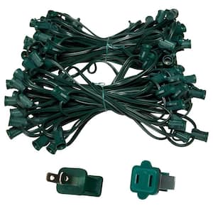 100 ft. C7/E12 Green Wire Socket Stringer with 12 in. Spacing