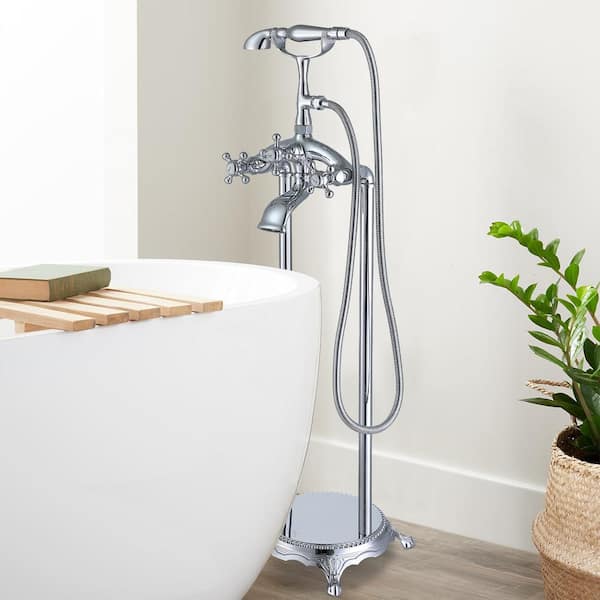 3-Handle Luxury Claw Foot Freestanding Tub Faucet in Chrome