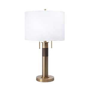 Quinn 27 in. Brass Contemporary Table Lamp with Shade