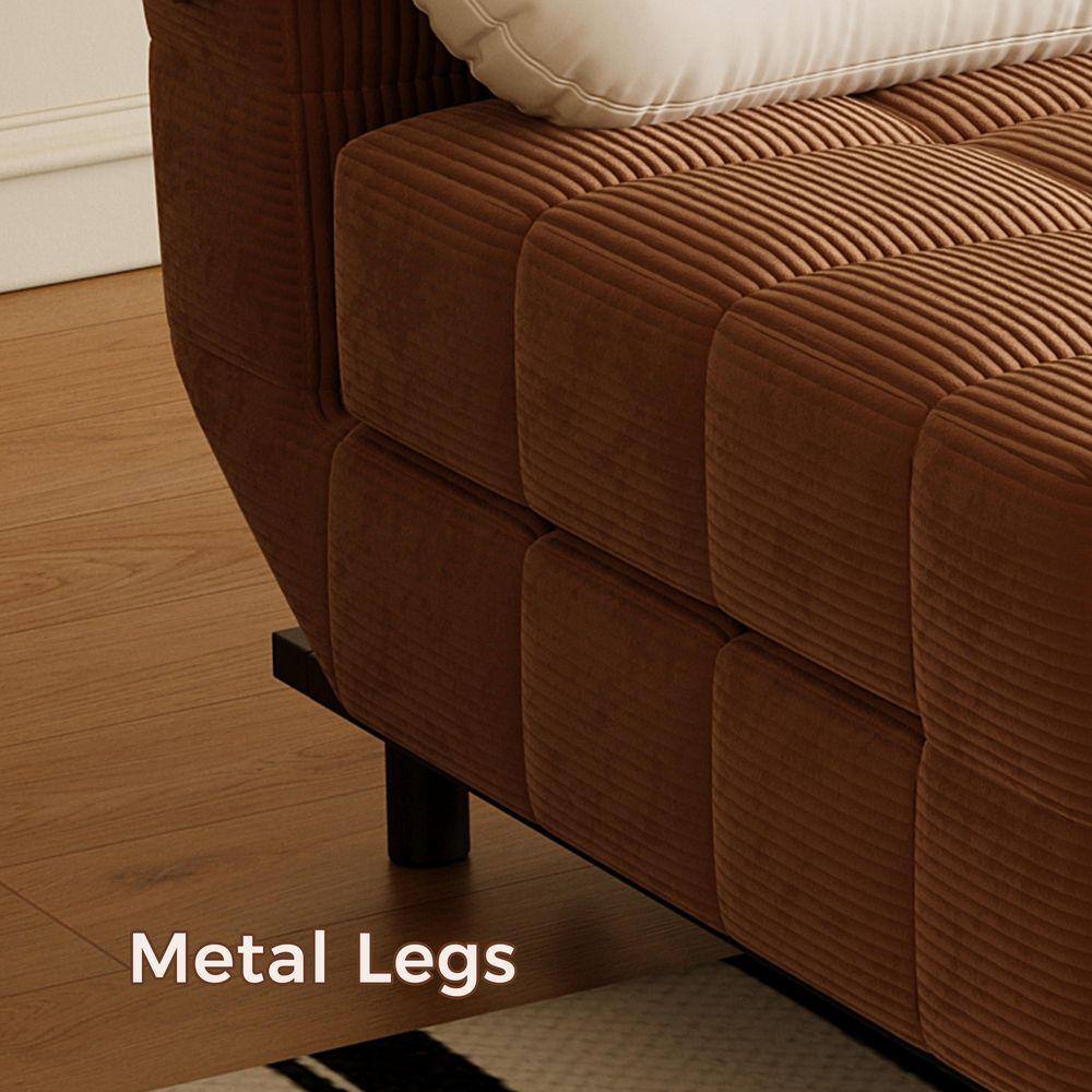 Close-up of the metal legs on the sofa bed frame.