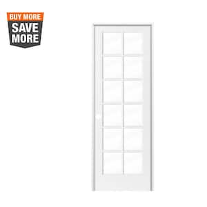 32 in. x 96 in. 12-Lite Solid Clear Hybrid Core MDF Primed Composite Right-Hand Single Prehung Interior Door