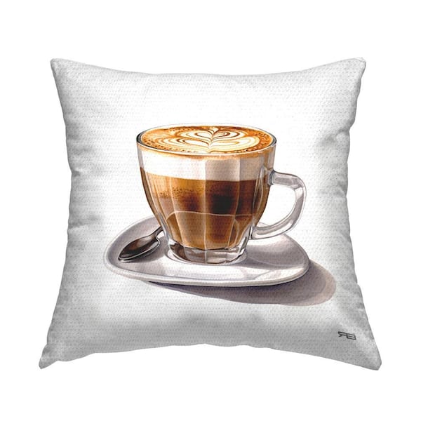 Stupell Industries Latte with Swirled Design Outdoor Printed Throw Pillow by RB