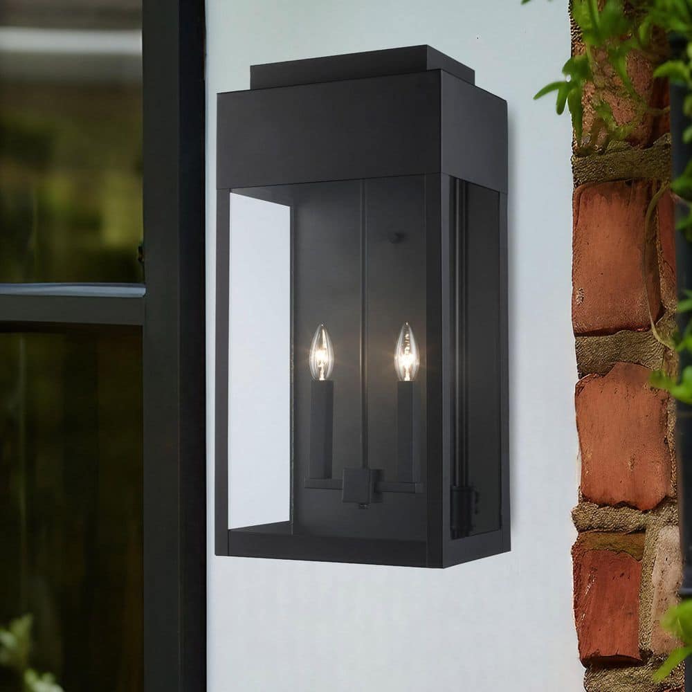 Marley 24 in. 2-Light Black Outdoor Wall Light Fixture with Clear Glass price history on PriceWatchPro
