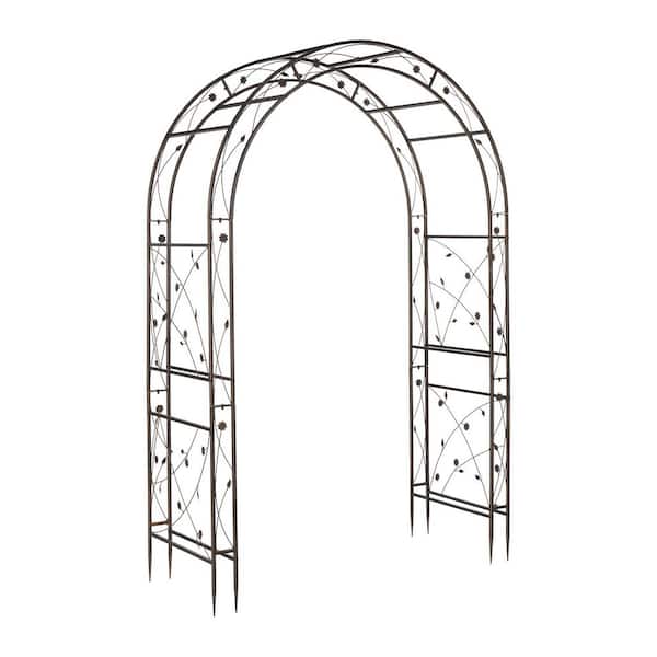 83 in. x 59 in. Garden Metal Arbor with Leaf Pattern in Bronze