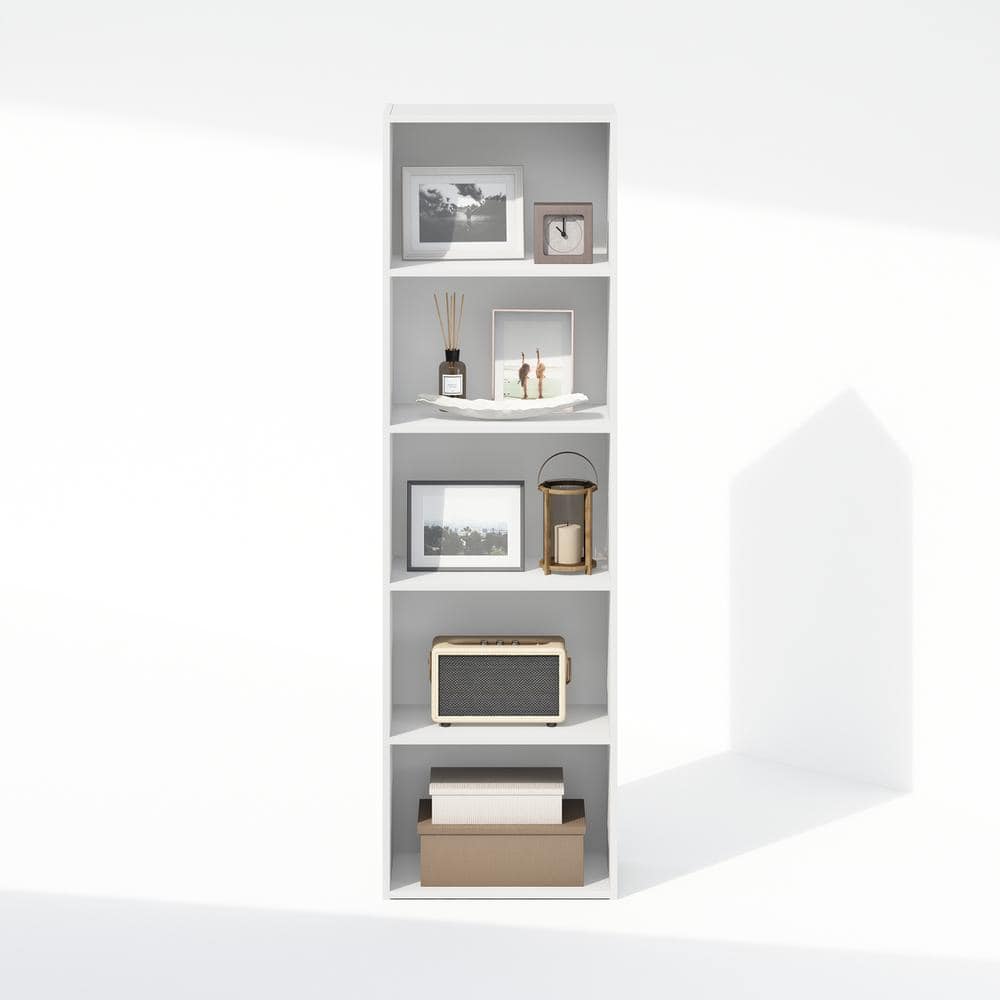 White Laminated 5-Tier Freestanding Multipurpose Shelf