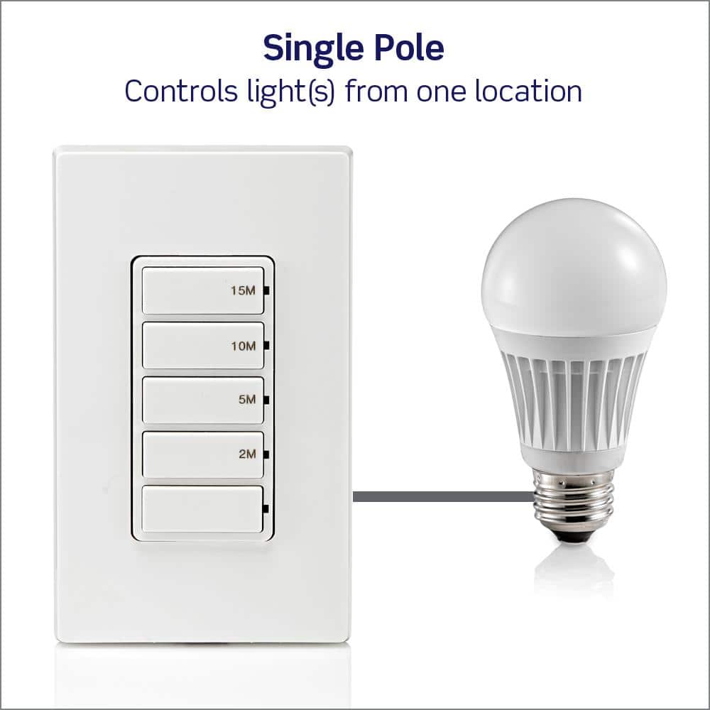 White Digital Push Button Countdown Timer Switch