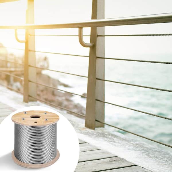 3/16 in. x 1000 ft. Stainless Steel Wire Rope Cable 1x19 Strand Construction for Garden Fence