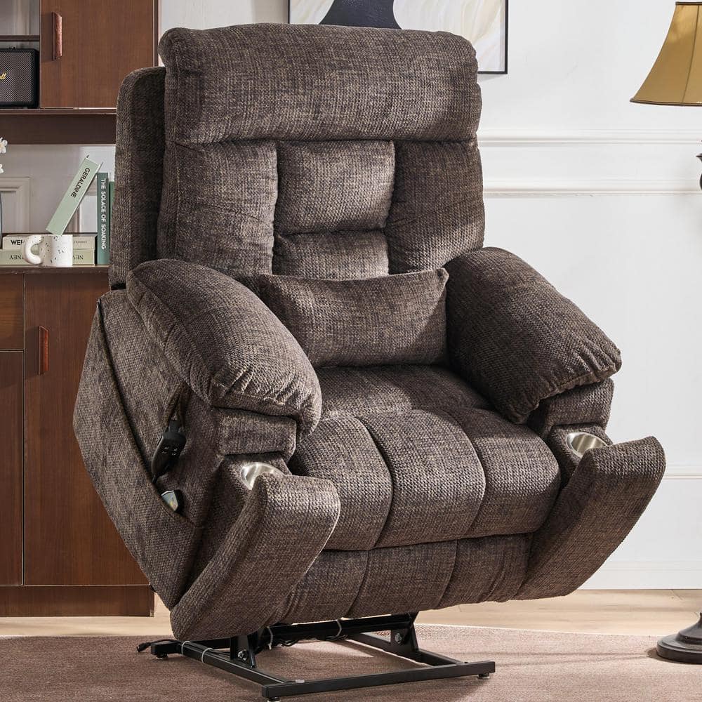 Enhanced Flagship Oversized Dual OKIN Motor Chenille Lift Recliner with Mas