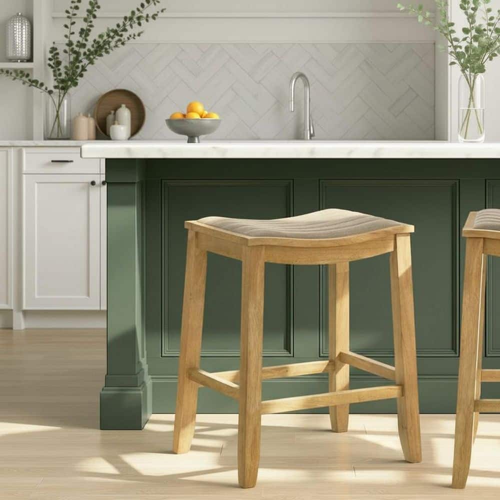 Iyani 26.3 in. H Counter Height Twilight Taupe / Amber Glow Backless Wood Bar Stool with Fabric Seat Set of 2 price history on PriceWatchPro