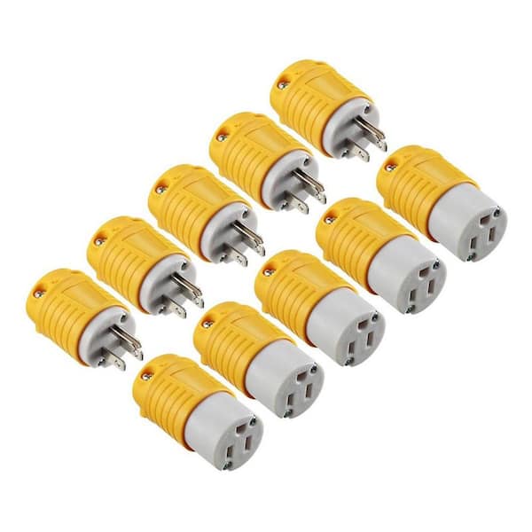 15 Amp 125 Volt Heavy Duty Replacement Plug amd Connector Set, 5-Pieces