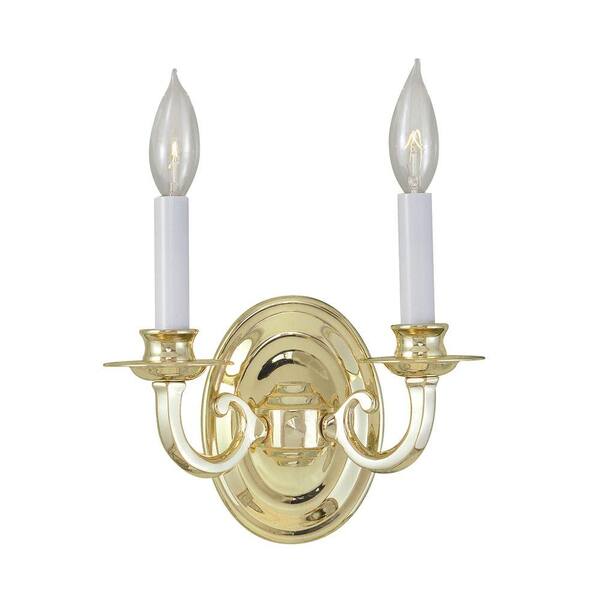 World Imports 2-Light Polished Bronze Wall Sconce-DISCONTINUED