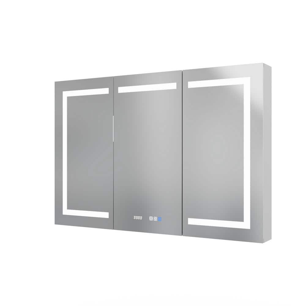 Satico 48 in. W x 32 in. H Rectangular Aluminum Medicine Cabinet with Mirror 4A4832D637 - The ...