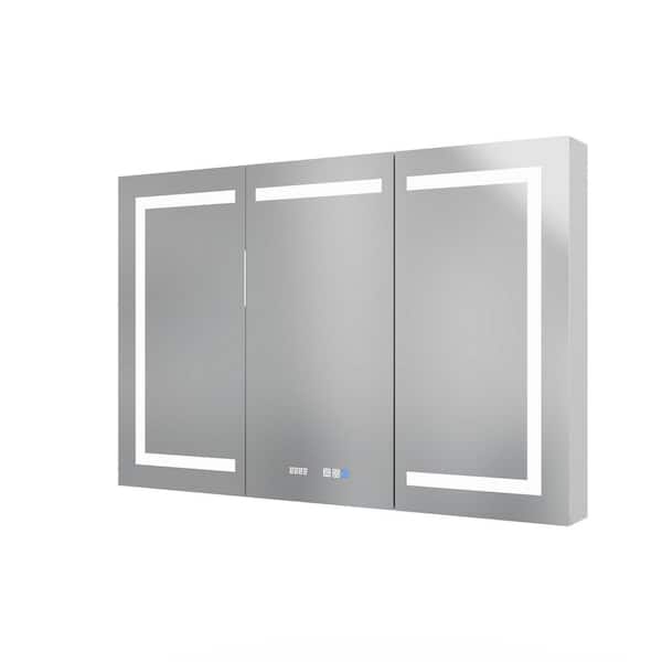 Satico 48 in. W x 32 in. H Rectangular Aluminum Medicine Cabinet with Mirror