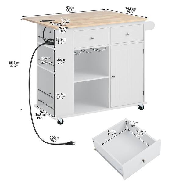 Runesay Blue Mdf Base with Mdf Wood Top Rolling Kitchen Island (29.33-in x 39.8-in x 33.7-in)