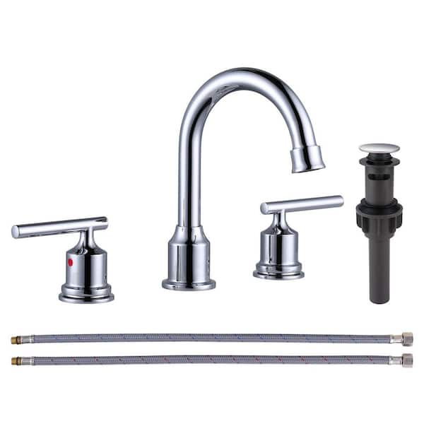 ARCORA 8 in. Widespread Double-Handle Bathroom Faucet in Chrome