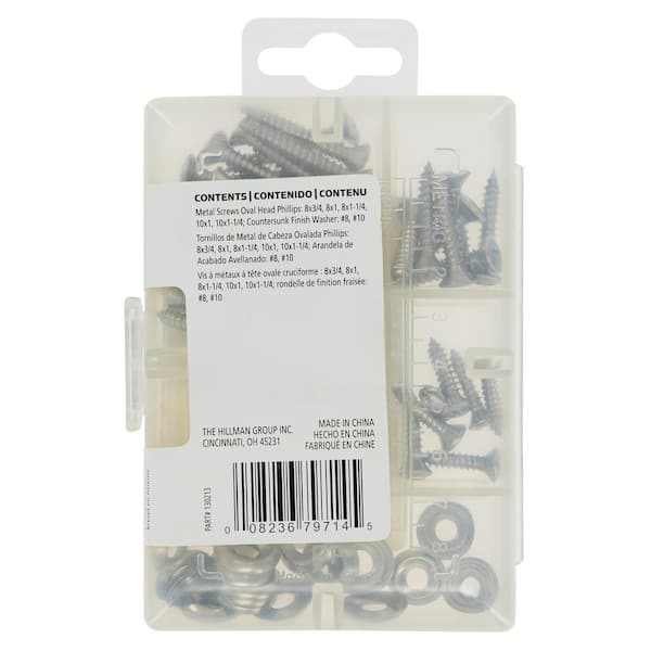 150pc #8 w/#6 oval head stainless trim moulding screws assortment