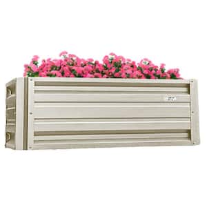 24 inch by 48 inch Rectangle Light Stone Metal Planter Box