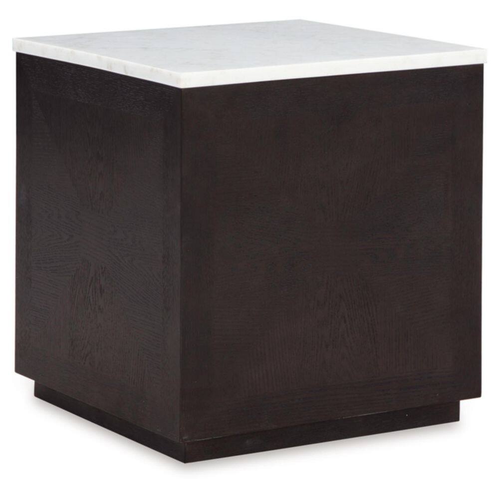 Henridge Traditional Black Wood Square Accent Table with White Marble Top