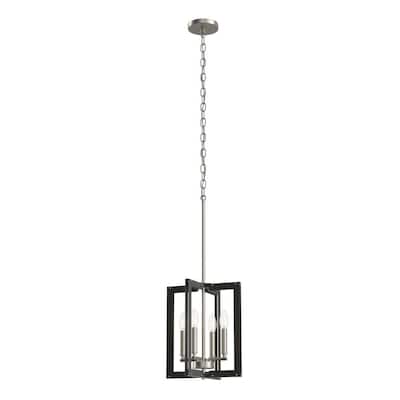 Pendroy 4-Light Brushed Nickel and Black Industrial Pendant