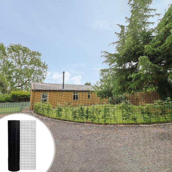 5 ft. x 50 ft. 16-Gauge Black Vinyl Coated Welded Wire Fence for Chicken Coop Wire Mesh, Home Improvement