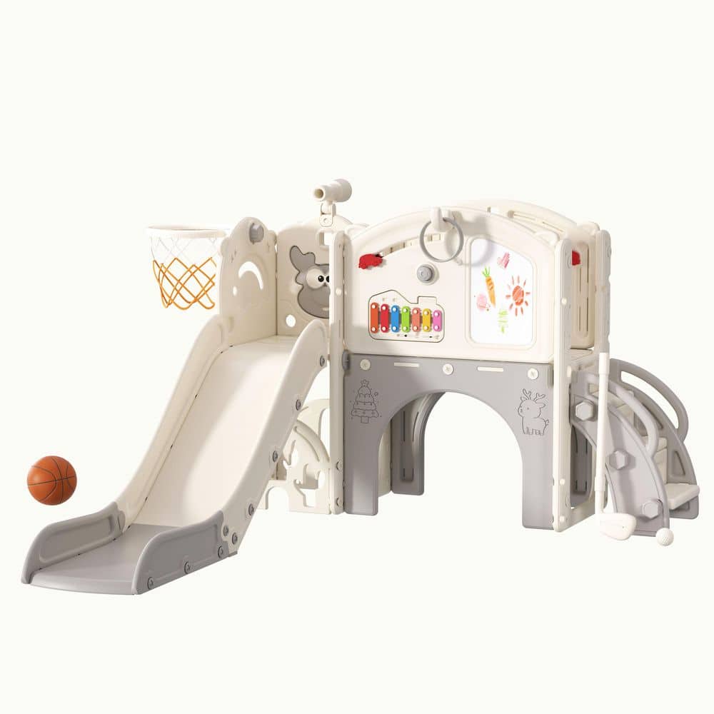 13-in-1 Toddler Slide Playset-Indoor/Outdoor Slide with Basketball Hoop, Golf Game & Drawing Board for Kids 1-3 price history on PriceWatchPro