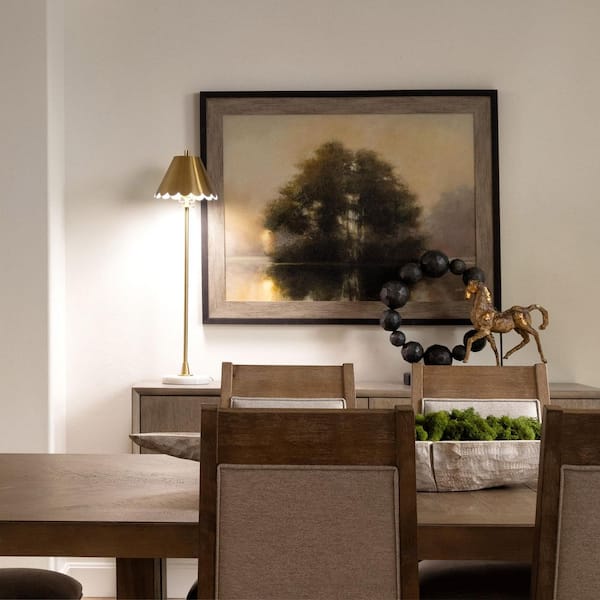 Daphne 36 in. Polished Brass Table Lamp with Brass Metal Shade