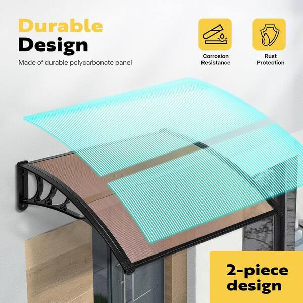116 Inch / 78 Inch / 39 Inch Window Awning Outdoor Polycarbonate Hollow Sheet Door Patio Canopy 40 X80 Dark Brown Canopy Black Bracket A1d1d00d 146f 436c 8924 78d06fe441bd.cff2a99fc5f3c98411e0ec86e9da8dfa