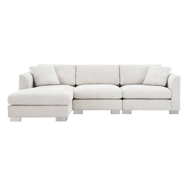 Harper & Bright Designs 96 in. L Shaped Chenille Modern