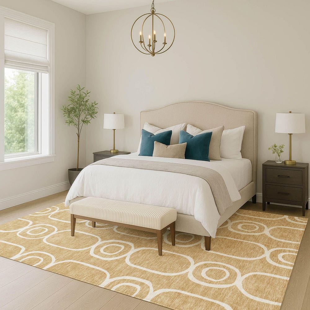 Chantille Machine Washable Indoor/Outdoor Abstract ACN2344 Gold 9 ft. x 12 ft. Area Rug price history on PriceWatchPro