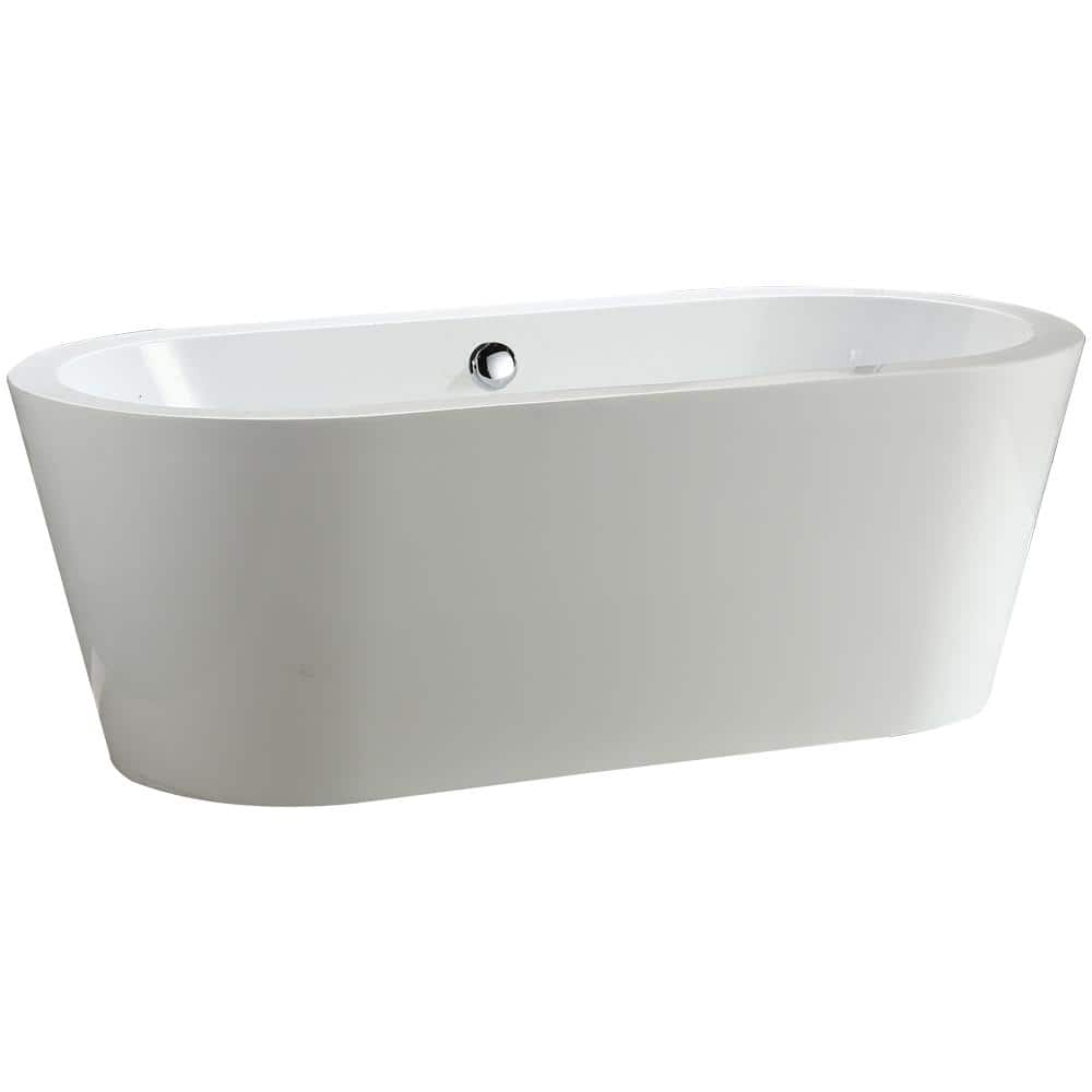 Melania 68'' x 32'' White Acrylic Freestanding Soaking Bathtub