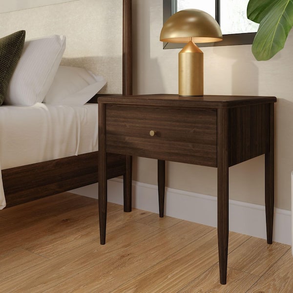 Harbor Walnut 1 Drawer 24 in. W Nightstand
