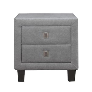 15.75 in. Gray 3-Drawer Wooden Nightstand