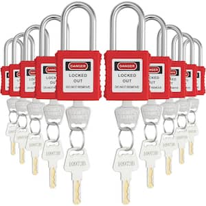 Lockout Tagout Locks Set, 10-Piece Red Safety Lockout Padlocks with 2 Keys Per Lock, OSHA Compliant Lockout Locks