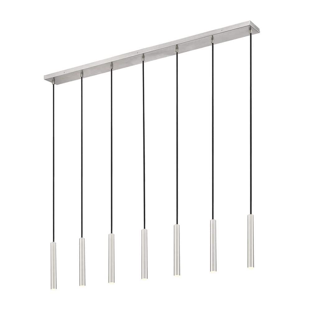 Forest 54 inch Brushed Nickel 7 Light Integrated LED Linear Chandelier