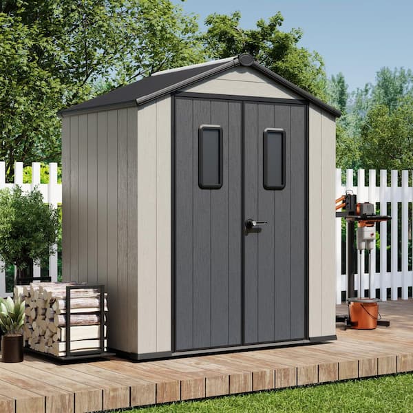 6 ft. x 4 ft. Outdoor Resin Storage Shed with Floor and Sloped Roof (24 sq. ft. )