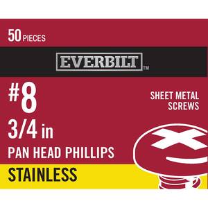 #8 x 3/4 in. Stainless Steel Phillips Pan Head Sheet Metal Screw (50-Pack)
