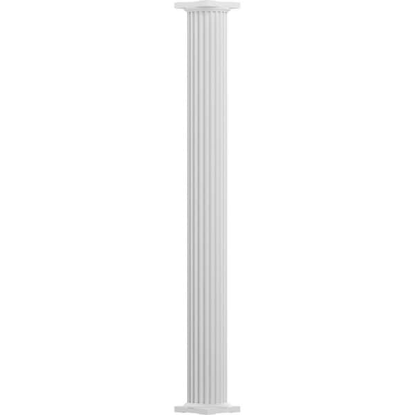 AFCO 9' x 7-5/8" Endura-Aluminum Column, Round Shaft (Load-Bearing 21,000 lbs), Non-Tapered, Fluted, Textured White