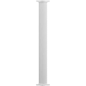 12' x 8" Endura-Aluminum Column Non-Tapered Fluted Round Shaft in Textured White (Load-Bearing 21,000 lbs.)
