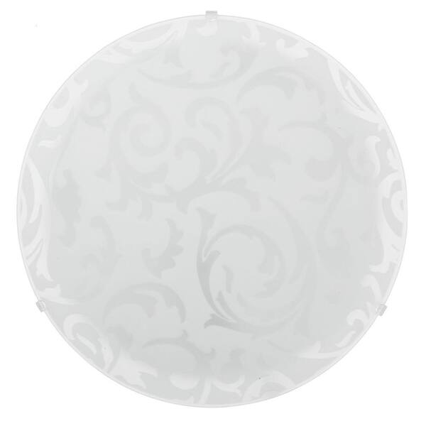 Eglo Scalea 12.4 in. 1-Light Matte Nickel Flush Mount Wall Light with Etched Glass Shade