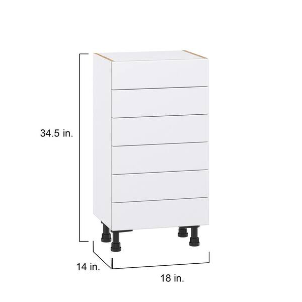 J COLLECTION Fairhope Bright White Slab Assembled Shallow Base Kitchen Cabinet with Drawers (18 in. W x 34.5 in. H x 14 in. D)
