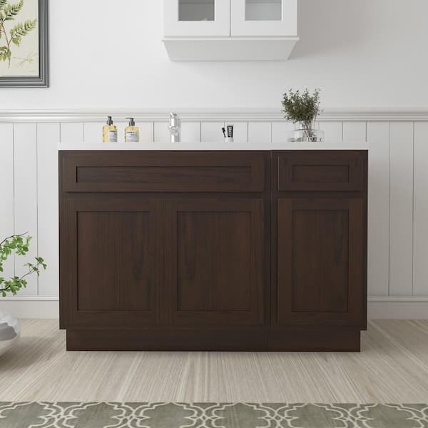Vanity Art 54 in. W x 21 in. D x 32.5 in. H Bath Vanity Cabinet without Top in Brown