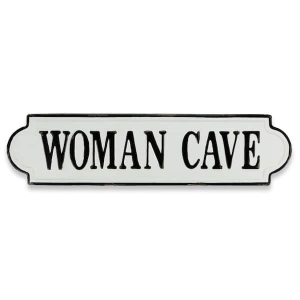 31.5 in. x 8 in. White, Black Woman Cave Metal Wall Art 1-Piece